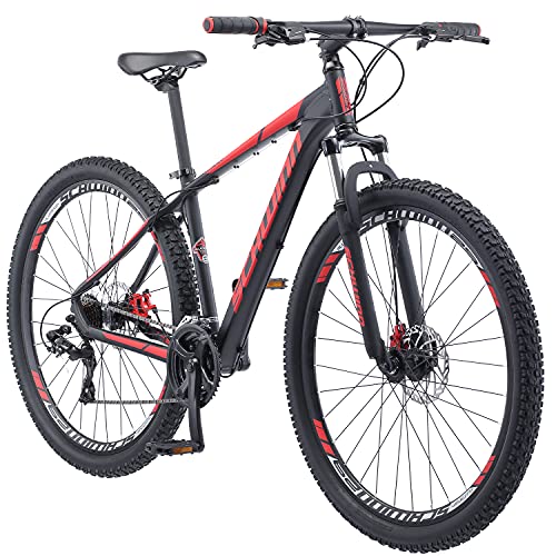 Schwinn Bonafide Mountain Bike Front Suspension 24-Speed 29-Inch Wheels 17-Inch Aluminum Frame Matte Black/Red
