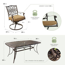 Hanover Traditions 7-Piece Patio Dining Set with 6 Swivel Rocker Chairs and Tan Cushions