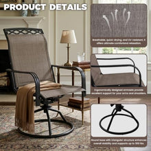 Decksplore Swivel Patio Chairs Set of 6, 360° Rocking Outdoor Dining Chairs with Breathable Textilene Mesh & Heavy-Duty Steel Frame, Elegant Brown Patio Seating for Backyard, Garden, Deck