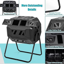 RUYICZB 43 Gallon Outdoor Compost Bin, Dual Chamber Compost Tumbler W/2 Sliding Doors, Large Capacity Composting Bins, Garden Rotating Tumbling Composter for Patio Yard Lawn
