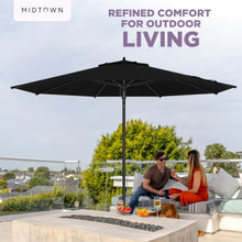 Midtown Umbrellas Push and Pop - 10 Ft Patio Umbrella, Black Canopy