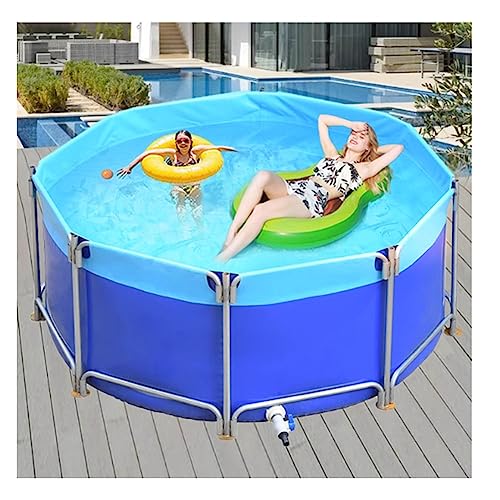 GRRICEPL Pool Above Ground, Round Canvas Fish Pond Pool, Indoor Free-Standing Pond for Fish Farming, with Metal Bracket, Thickening Pool (Color : Blue, Size : 1.5x1m)
