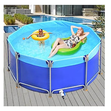 GRRICEPL Pool Above Ground, Round Canvas Fish Pond Pool, Indoor Free-Standing Pond for Fish Farming, with Metal Bracket, Thickening Pool (Color : Blue, Size : 1.5x1m)