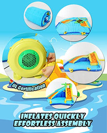 ROOJER 8-in-1 Inflatable Water Slide Bounce House with Blower and Accessories - Multi-Color