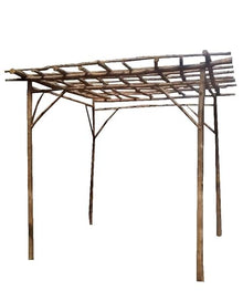 MGP Teak Log Wood Pergola 10' x 10' x 8'H