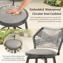Cozyman 5-Piece Outdoor Bar Set with 360° Swivel Barstools, 4 Counter Height Bar Stools & 1 Table, Aluminum Frame with Boho Rattan Weave and Circular Cushion, Grey