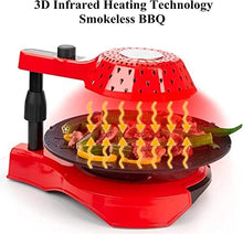 NEWCES Safety Certification Infrared Barbecue Grill Electric BBQ Grill 5-Level Firepower Adjustment Automatic Rotation Table Smokeless Barbeque Grill BBQ Party Black