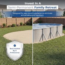 Blue Wave Belize 15x30-ft Oval 52-in Deep Hard Sided Steel Wall Above Ground Pool with 6-in Steel Top Seats, Dual-Speed Sand Filter System, Ladder, Skimmer & Liner – 9,900 Gallon Cap for Family Use