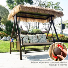 2/3-Seat Deluxe Outdoor Patio Porch Swing with Footrest, Solar LED Light and Cushions,Adjustable Canopy,Aluminum Alloy,Outdoor Hammock Swinging Chairs, for Garden(Small)