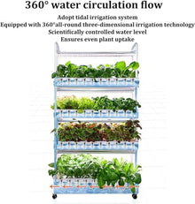 FLTRGO Hydroponic Growing System, 4 Layer Indoor Planting Kit, with Automated LED Grow Lights, 64 Seeding Sites, Water Pump, Vertical Hydroponic Tower Shelf