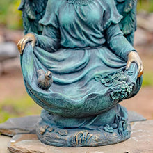 Zaer Ltd. Large Magnesium Angel Statues (Outdoor Safe) (24”T Kneeling with a Dress Birdbath(Bronze Finish))
