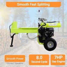 Log Splitter Portable 20 Ton, Gas Wood Splitter with 7HP Engine, Wood Splitter for firewood with Auto Return, Horizontal Full Beam Steel Wedge for Home, Forestry Harvesting (Green 20 Ton 7HP)