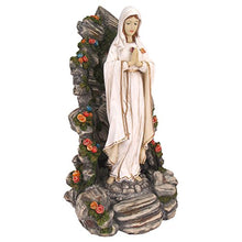 Design Toscano Blessed Virgin Mary Religious Illuminated Garden Grotto Sculpture, 19 Inch, Resin, Full Color Finish