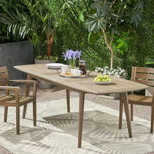 Christopher Knight Home Erica 94.5" L Outdoor Expandable Dining Table for, Acacia Wood Dining Table with Slat Design, Patio Dinner Table for 6-8 Person, Rectangular Table for Porch Garden, Grey