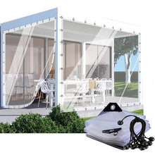 GHPLY Clear Tarps with Grommets Plastic Tarpaulin 0.13mm Thicken Waterproof Transparent Outdoor Curtain for Patio Enclosures, Gardens, Greenhouse(6x4.5m)