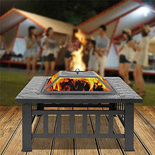32" Square Fire Pits Tables for Garden with Poker, 3 in 1 Metal Fire-pit and Fire Bowls for Barbecue, Fire Pit Table for Outside Patio with Mesh Spark Screen Top