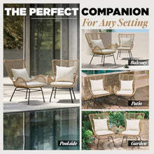 IDZO Isabelle Outdoor Wicker Chairs Set of 2 with Beige Olefin Cushions