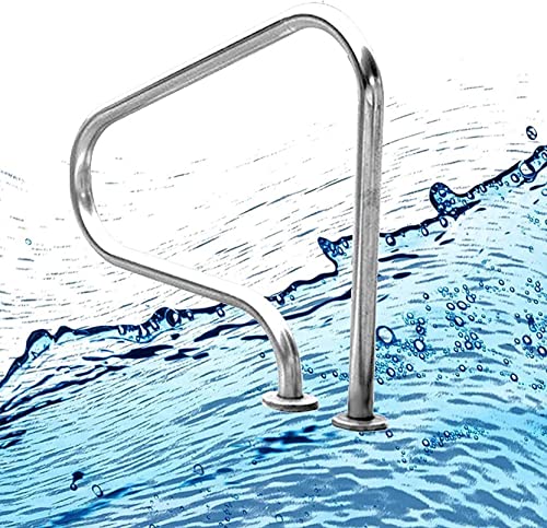 MSHOSAC Heavy-Duty 3-Bend Pool Handrail for Inground Entry, Rustproof Stainless Steel, Easy Install, Secure Safety Railing for Pool Steps