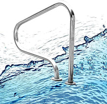 MSHOSAC Heavy-Duty 3-Bend Pool Handrail for Inground Entry, Rustproof Stainless Steel, Easy Install, Secure Safety Railing for Pool Steps