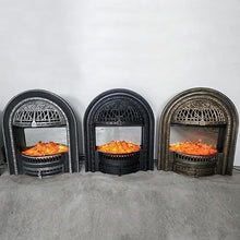 French Luxury Cast Iron Fireplace With Simulation Flame For Living Room Heating - Arc Furnace Core A(Bronze)