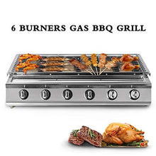 AFPSDLFJDLS 6 Burner BBQ Grill Stainless Steel Outdoor Roaster Stove Camping Courtyard Party Kebab Meat Glass Cover