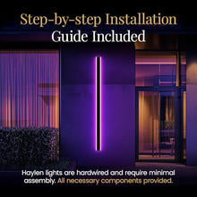 MOD LIGHTING Haylen Wired LED Outdoor Wall Light (2-Pack), 94" Water Resistant RGB Outdoor LED Sconce, Remote Dimming Modern Wall Sconces for Patio, Garage, Black