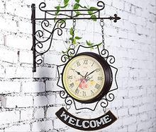 ERTTGWGF Outdoor Clock Garden Clocks, Double Sided Outdoor Retro Outdoor Clocks Battery Operated Silent