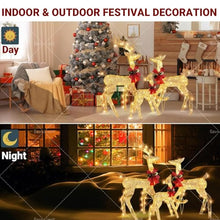 3D Gold Lighted Christmas Deer Decorations 3-Piece Outdoor Holiday Decorations Reindeer Set with Warm White LEDs, Large Yard Display for Garden, Storefront 1