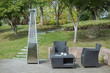 91" Tall Glass Tube Outdoor Patio Heater, 49000BTU, Stainless Steel, Wheels Included, Regulator and Hose Included