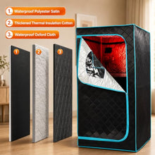 AURGOD Portable Infrared Sauna for 1 Person, Red Light Therapy Full Size Home Sauna Box with Premium Dry Heating, Remote Temperature Control, Heated Foot Pad & Reinforced Folding Chair