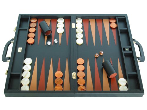 Zaza & Sacci Genuine Leather Backgammon Attache 23" Double-Grip Handle Black