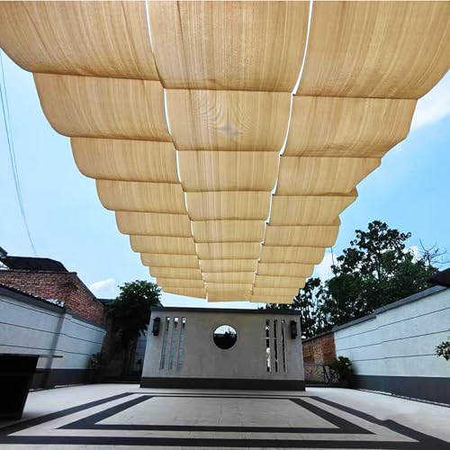 Asiwnshw Retractable Pergola Shade Cover Replacement Waterproof Wave Shade Sails w/LED Light Strip, Outdoor Sun Shade Canopy Awning for Patio Deck Gazebo Porch(1.5x8m)