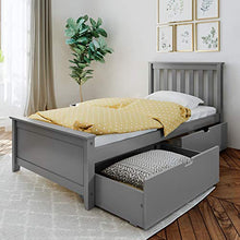 Max & Lily Twin Bed Frame with Headboard & Storage Drawers Grey