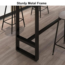 Modern Tall Bar Table with Faux Marble Top & Metal Frame, Long Narrow Rectangular Dining Table with Footrest for 2-8 People, Space-Saving Kitchen Counter White Black 62.3W x 15.7D x 41.3H