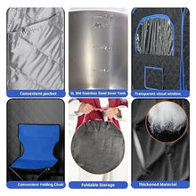 POGHDBXA Sauna Accessories, Portable Steamer Sauna Tent Foldable One Person Full Body Spa for Detox Therapy Without(Blue)