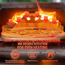 BAYUELSWU Stainless Steel Pizza Oven Outdoor 12" Automatic Rotatable Pizza Ovens, Portable Wood Pizza Oven for Outside Kitchen Backyard (Black)