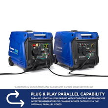 Westinghouse 5000 Peak Watt Super Quiet Portable Inverter Generator, Wheel & Handle Kit, RV Ready 30A Outlet, Gas Powered, CO Sensor, Parallel Capable,Blue