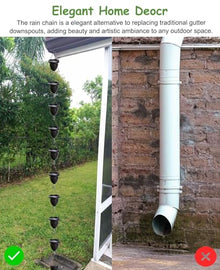 HCZKIUJ Aluminum Alloy Rain Chains for Gutters, Anti-Rust Water Diverter and Catcher, Enhances Downspout Drainage with Decorative Waterfall Effect (Style2 7m (23ft))