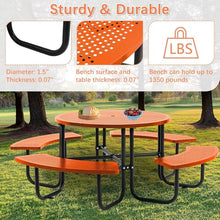 SENPUST 46.45" Outdoor Picnic Table, Metal Picnic Table, 1 Umbrella Pole