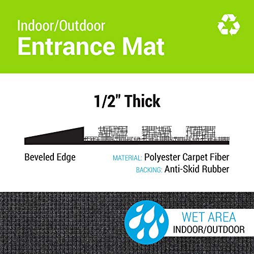 Deflecto Indoor/Outdoor Entrance Floor Mat 36" x 60" Charcoal