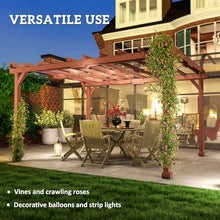 11'x12.5' Wooden Pergola Built-in Grape Trellis Design, Weather-Resistant Construction for Outdoor Longevity