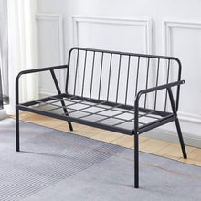RFBXZPTADNU Modern Metal Frame Loveseat Bench, Two-Tone Waterproof Leather 2 Seater Sofa with Detachable Cushions, Easy Assemble Compact Couch for Balcony House(B,125x65x74cm)