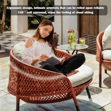 Apk i bc Terrace Rattan Single Creative Leisure Chair, Lightweight and Easy to Move, Suitable for Outdoor Seaside Use, Equipped with 3 Pillows and 1 Cushion(Orange,80 * 85 * 70)