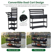 Merax 62.3'' Outdoor Mobile Kitchen Island on Wheels with Stainless Table Top, Outdoor Prep Cart Grill Table with Raised Shelf and Drawers for BBQ, Party, Black