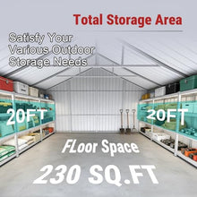 DuraYu 12×20 FT Outdoor Single Car Metal Garage Shed with Double Doors for Vehicle, Tool, and Garden Storage, Cream