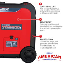 TOMAHAWK 5500 Watt Inverter Generator Super Quiet Portable Power For Residential Home Use 120V and USB Outlet Panel