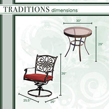 Hanover Traditions 3-Piece Patio Bistro Set with 2 Swivel Rockers and Glass-Top Table Red