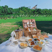 ASWRTYJO Wicker Hand Basket Outdoor Spring Outing Complete Tableware Field Picnic Rattan Woven Picnic Basket(D)