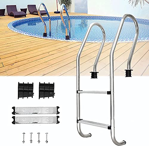 Scpantkend Stainless Steel Pool Ladder, Entry and Exit System for In-Ground Swimming Pools with Full Set Accessories