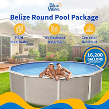 Blue Wave Belize 27-Feet Round 52-Inch Deep 6-Inch Top Rail Metal Wall Swimming Pool Package